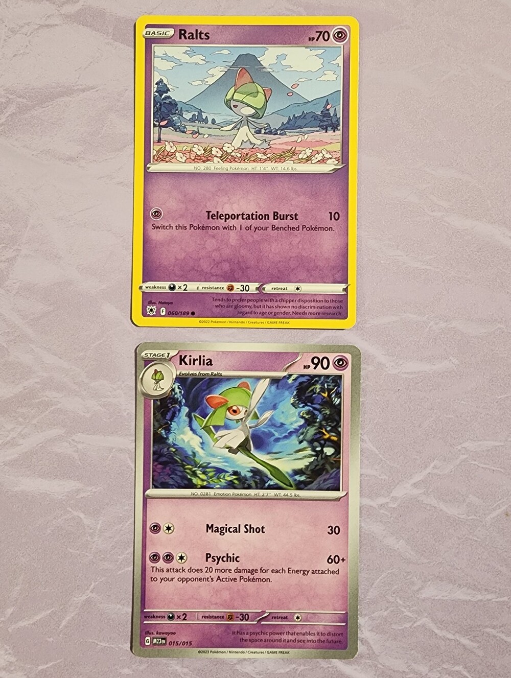 Ralts & Kirlia Pokémon Card Lot – 2 Card Evolution Set